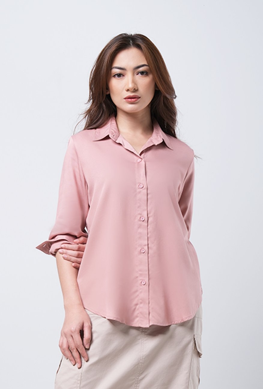 Kemeja Lengan Panjang Chandy Navy White