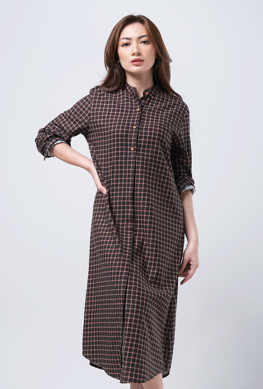 Dress Lengan Panjang Cassia Black Brown