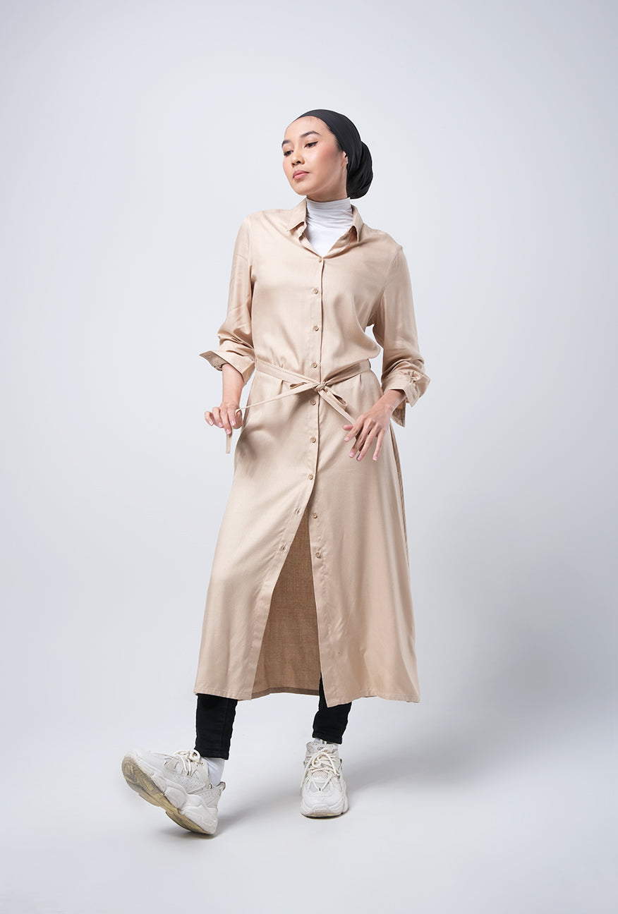 Dress Lengan Panjang Lulla Beige Cream