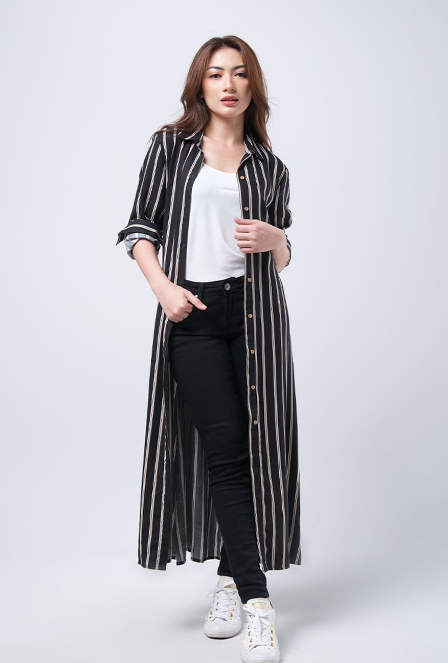 Dress Lengan Panjang Lania Black Khaki