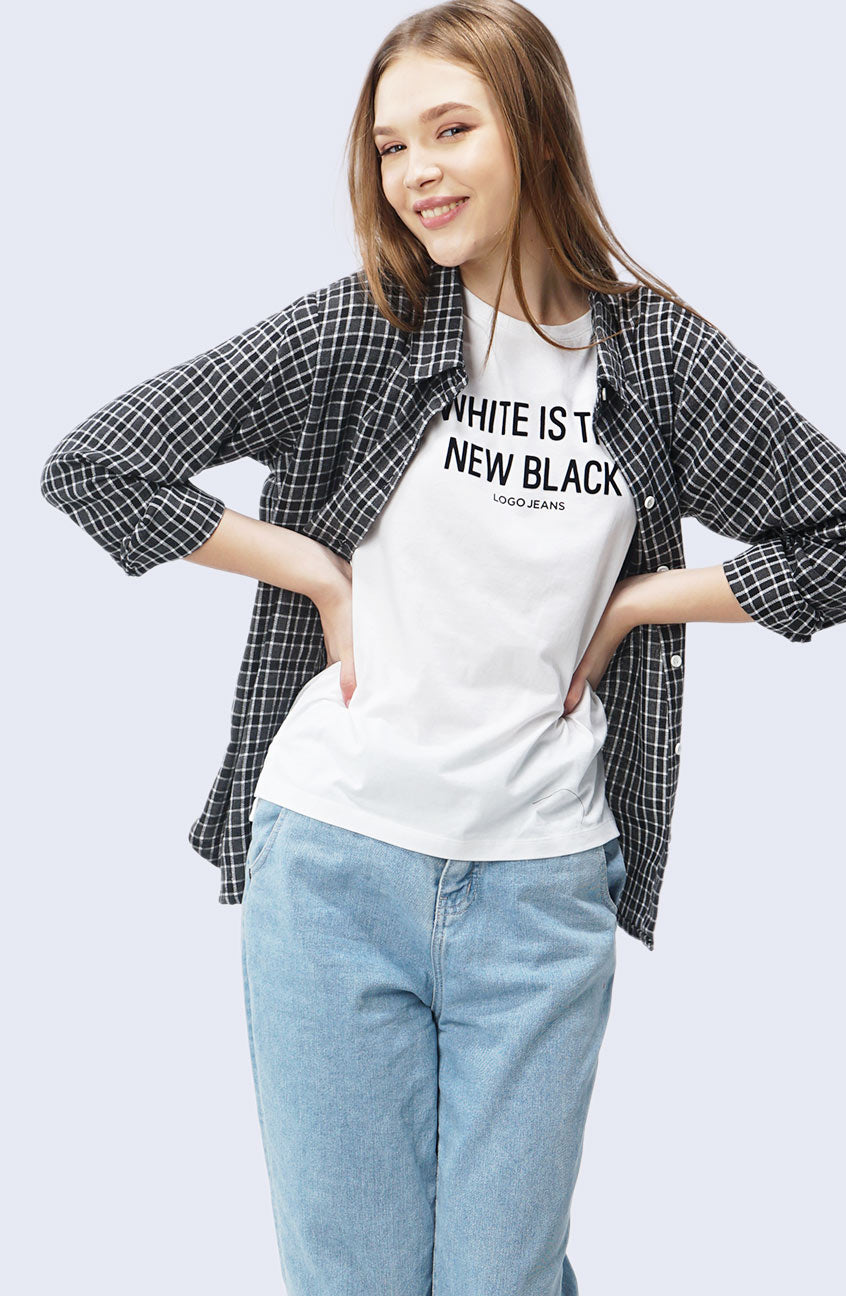 Kemeja Flanel Meyra Grey Black