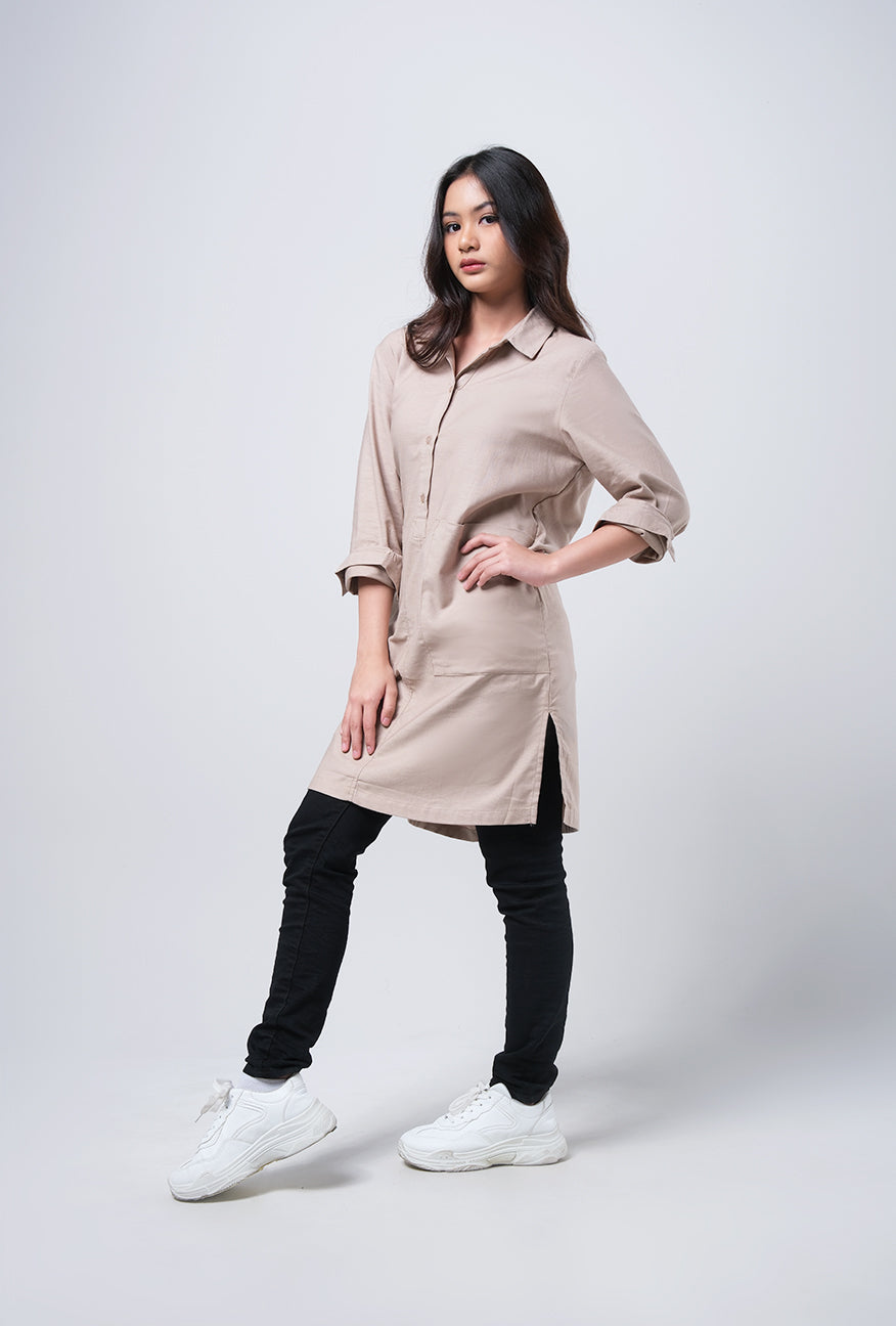 Dress Lengan Panjang Estella Khaki