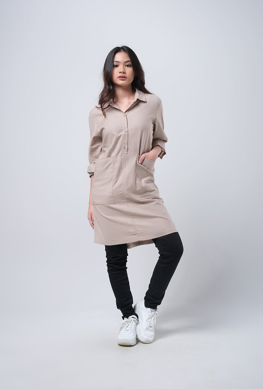 Dress Lengan Panjang Estella Khaki