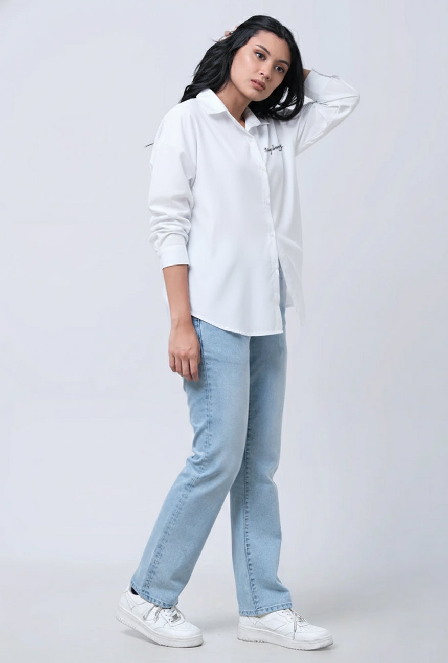 Kemeja Lengan Panjang Anesya White