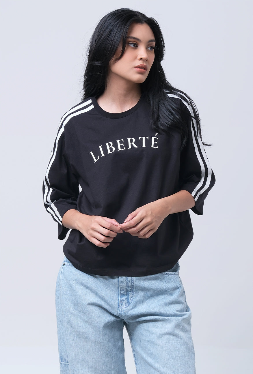 T-Shirt Lengan Panjang Leonora Black