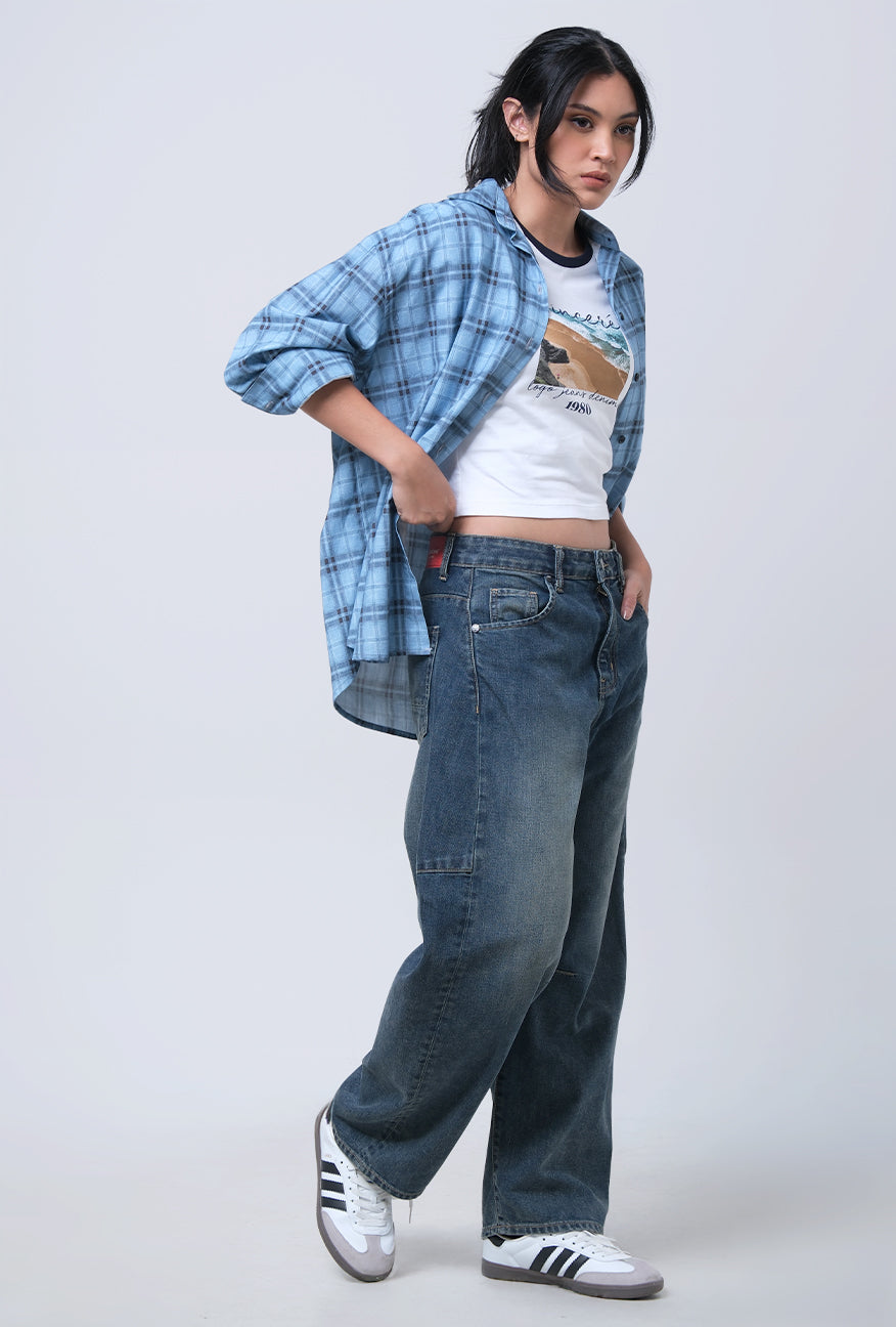 Kemeja Lengan Panjang Alanza Blue Black