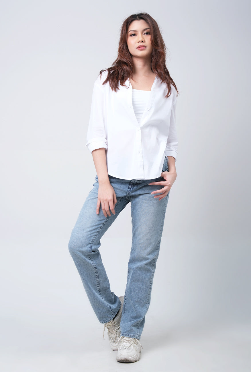 Kemeja Lengan Panjang Painted Offwhite