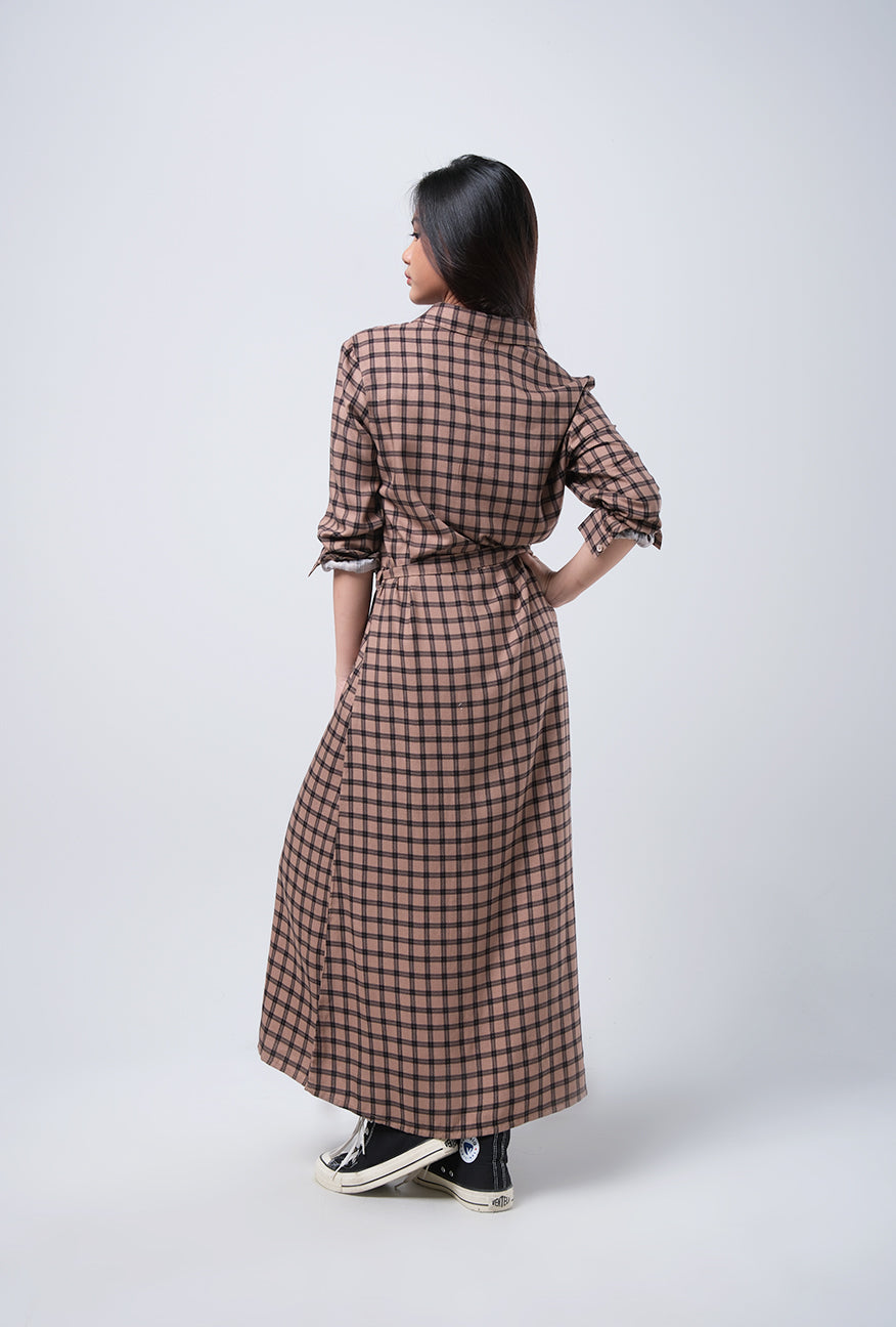 Dress Lengan Panjang Kavita Brown Black