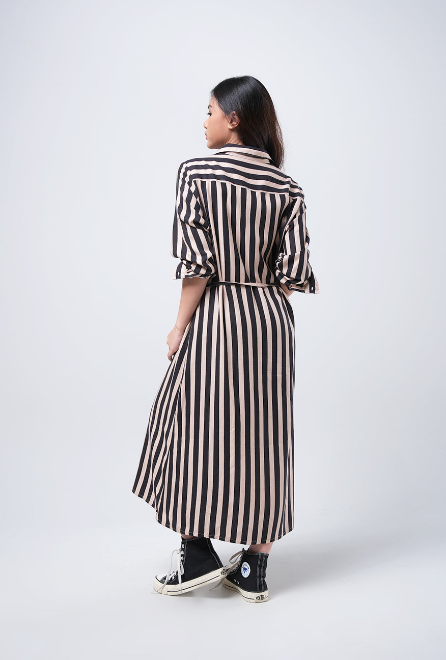 Dress Lengan Panjang Gempita Khaki Black