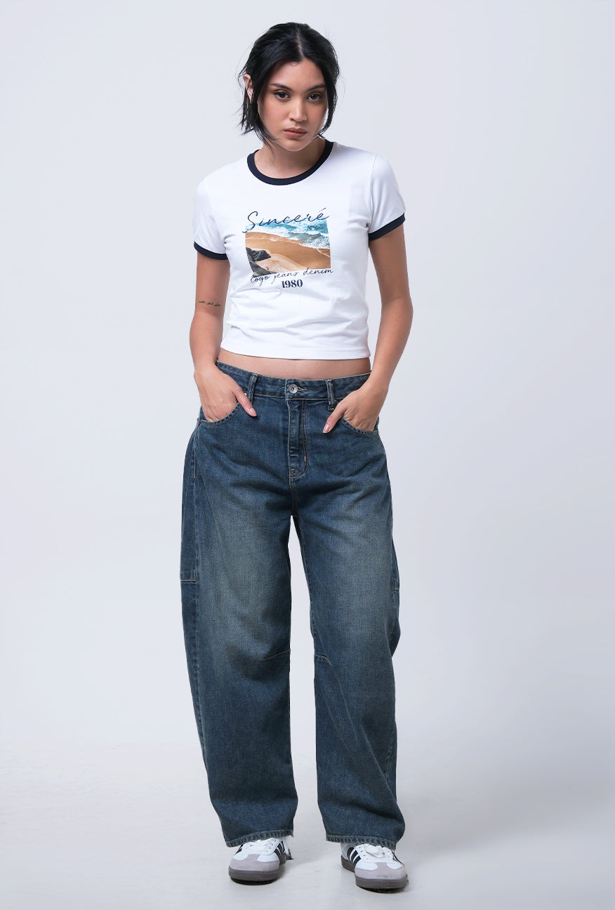 Jeans Barrel Sora Medium Blue