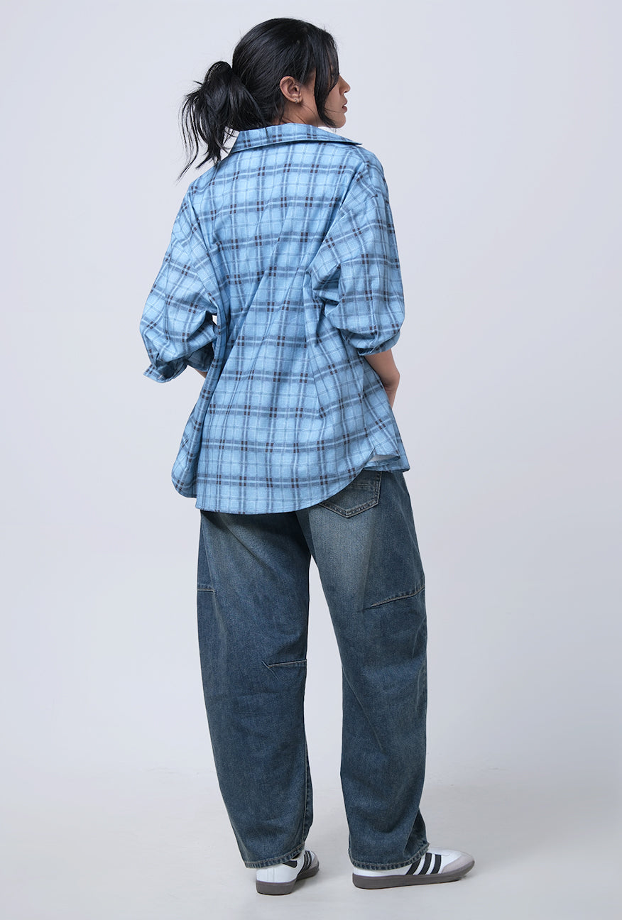 Kemeja Lengan Panjang Alanza Blue Black