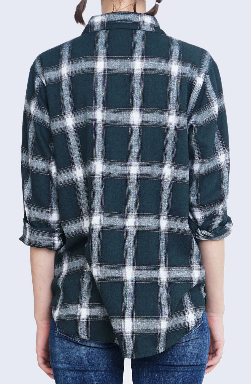 Kemeja Flanel Devi Green Offwhite