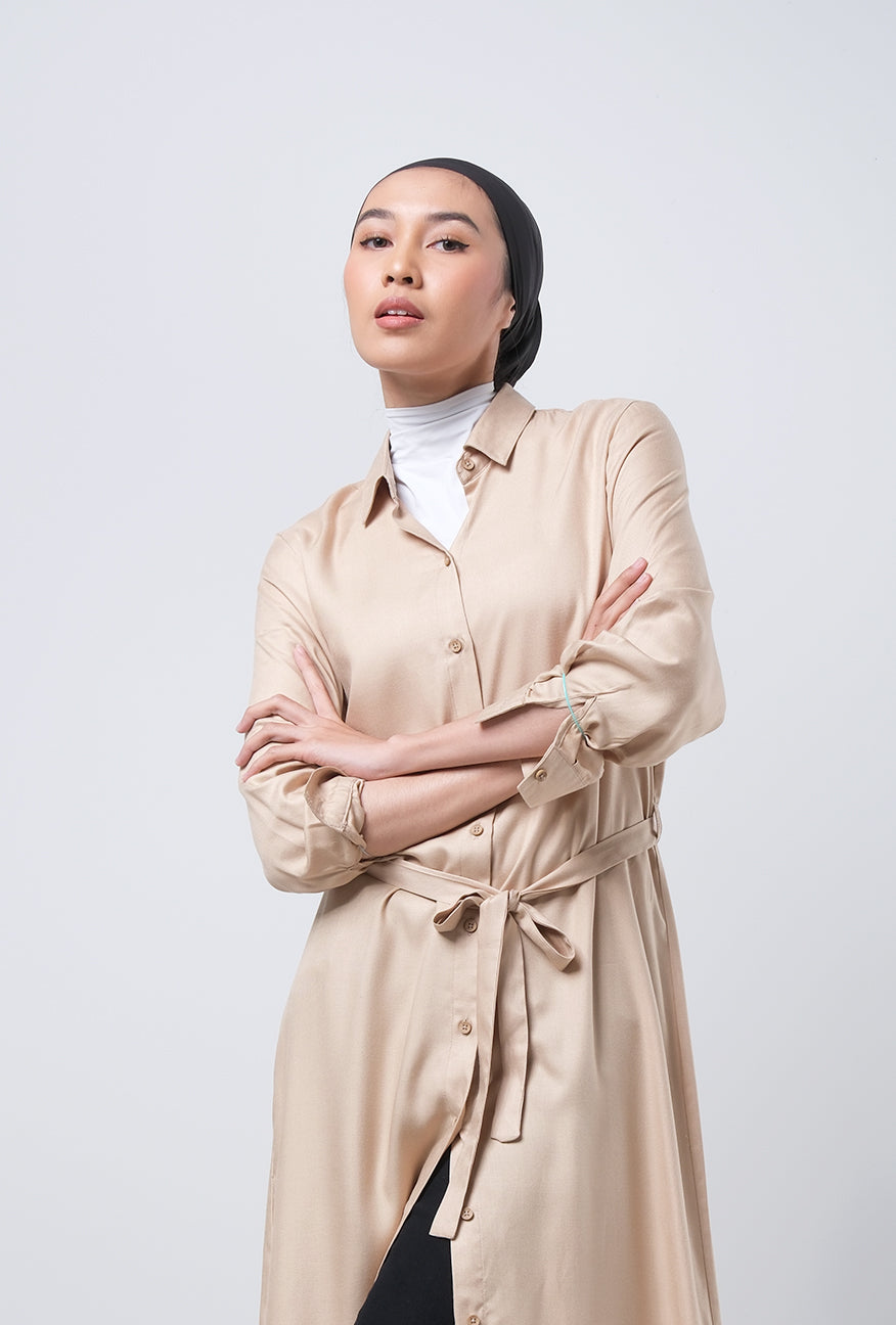 Dress Lengan Panjang Lulla Beige Cream