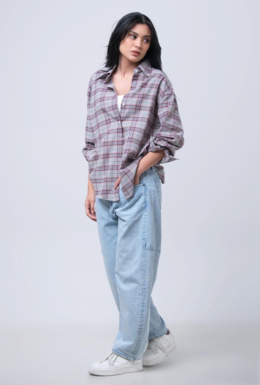 Kemeja Lengan Panjang Axela Grey Green