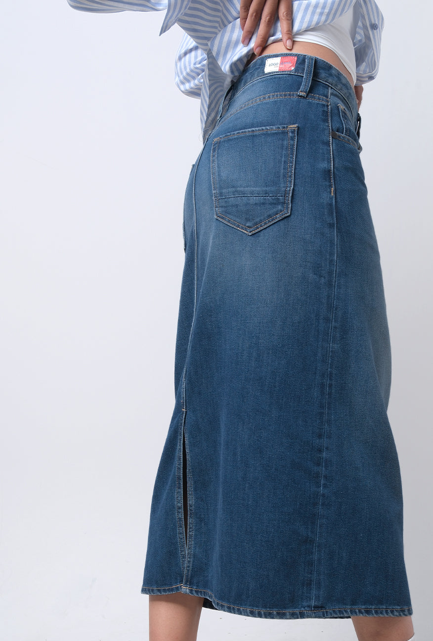 Rok Midi Denim Jenaira Light Blue