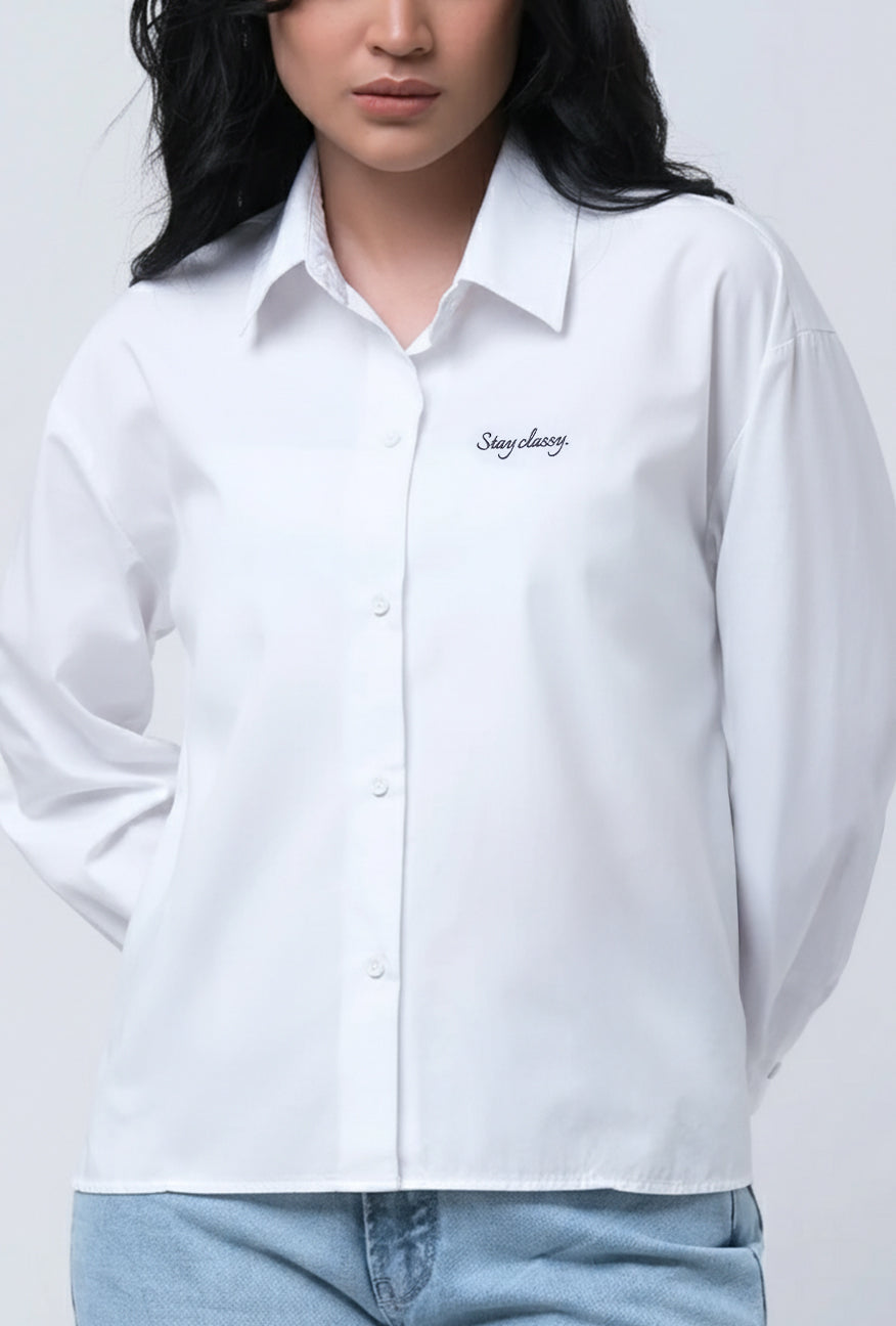 Kemeja Lengan Panjang Anesya White