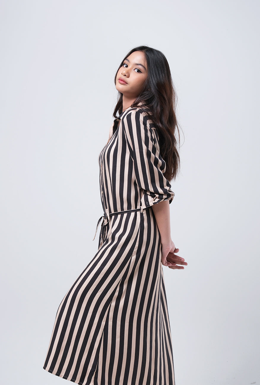 Dress Lengan Panjang Gempita Khaki Black