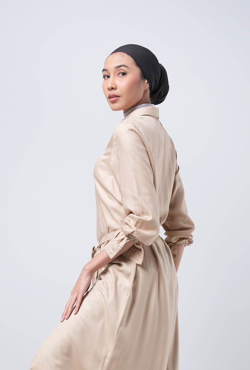 Dress Lengan Panjang Lulla Beige Cream