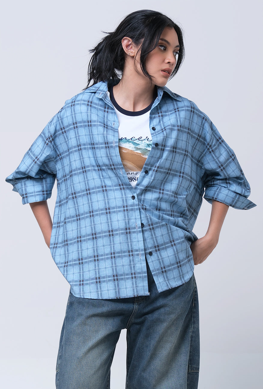 Kemeja Lengan Panjang Alanza Blue Black