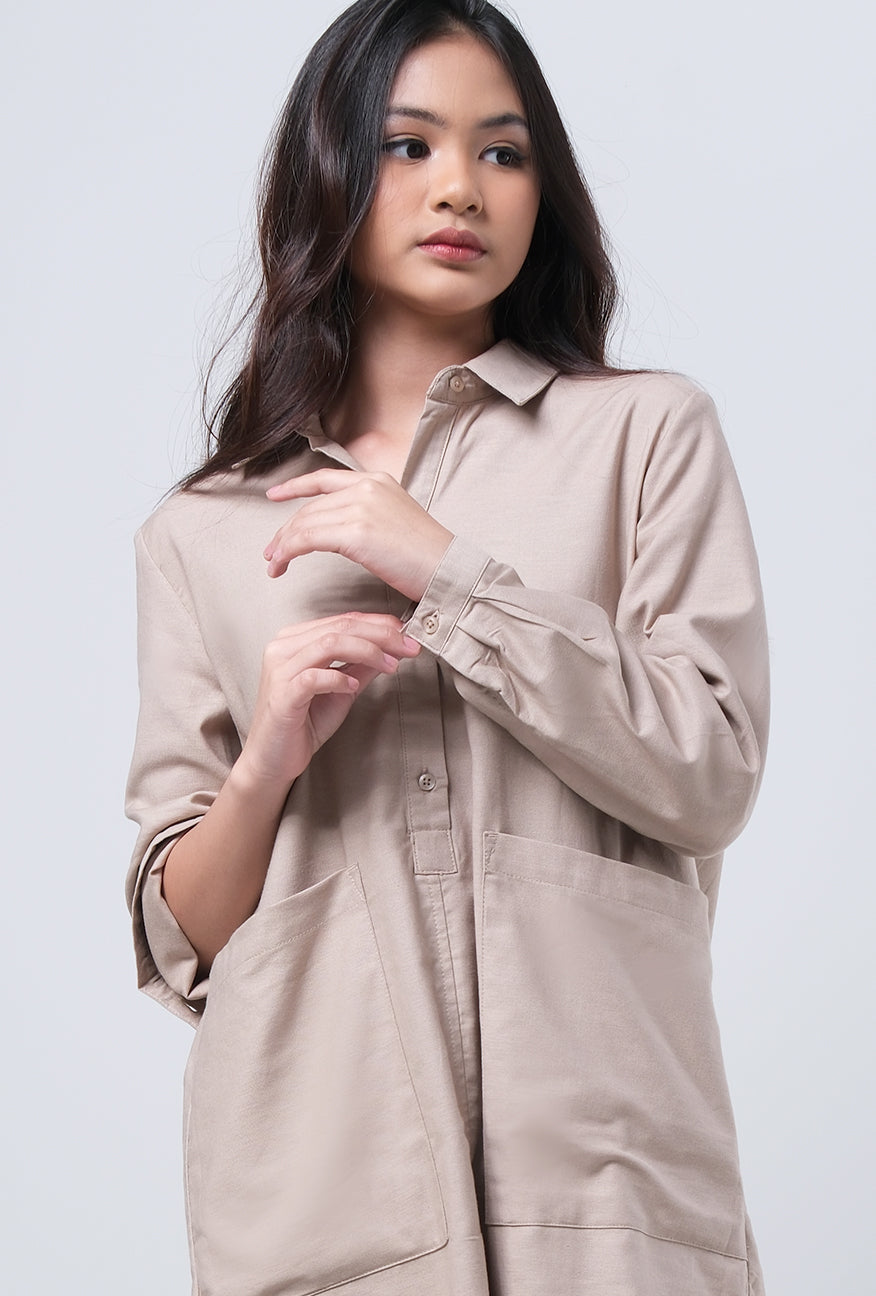 Dress Lengan Panjang Estella Khaki