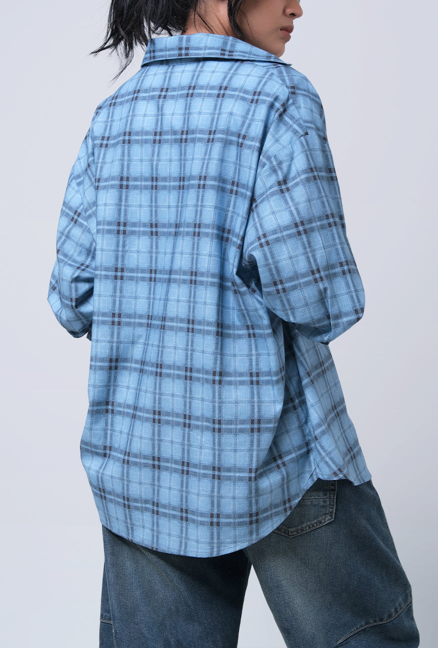 Kemeja Lengan Panjang Alanza Blue Black