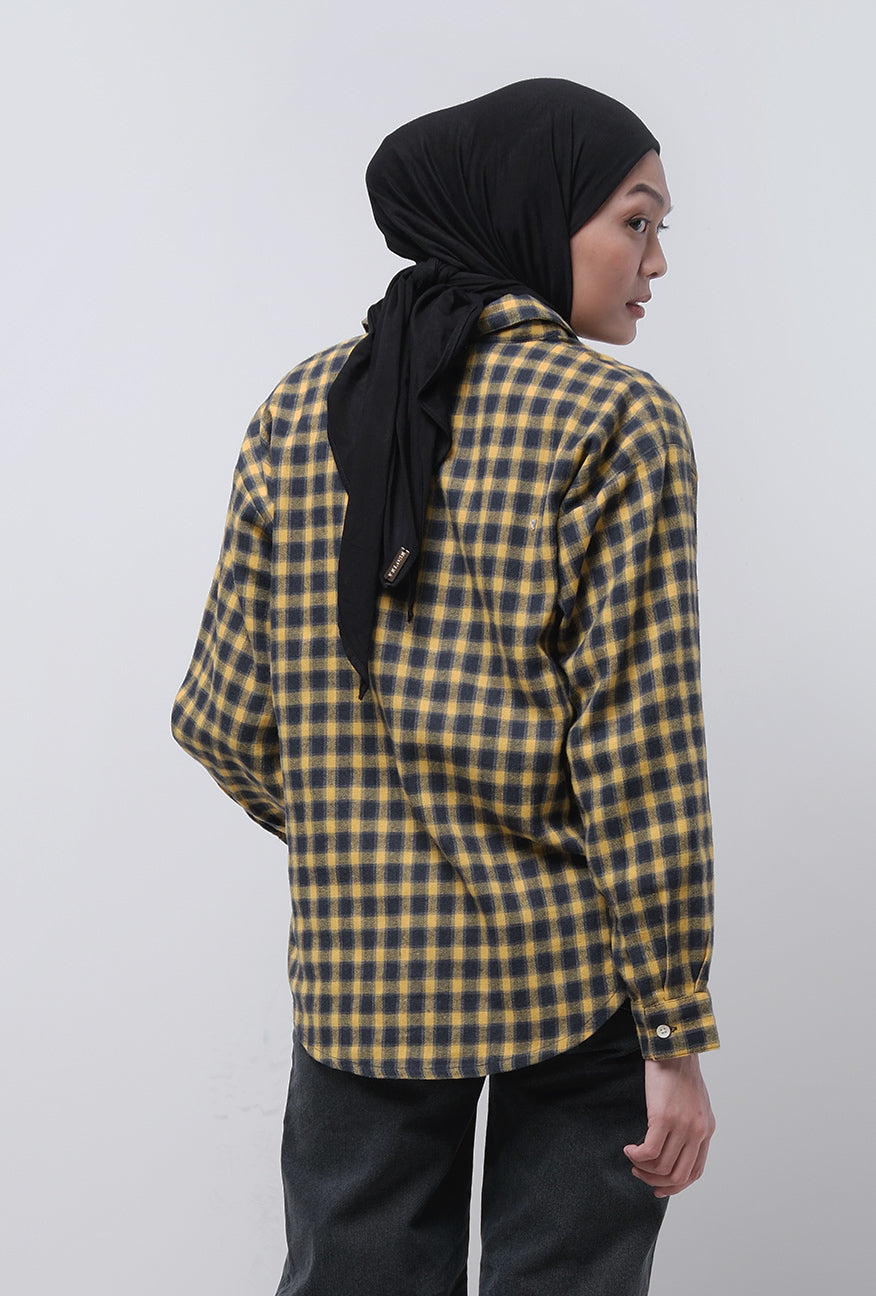 Kemeja Flanel Stacia Navy Yellow