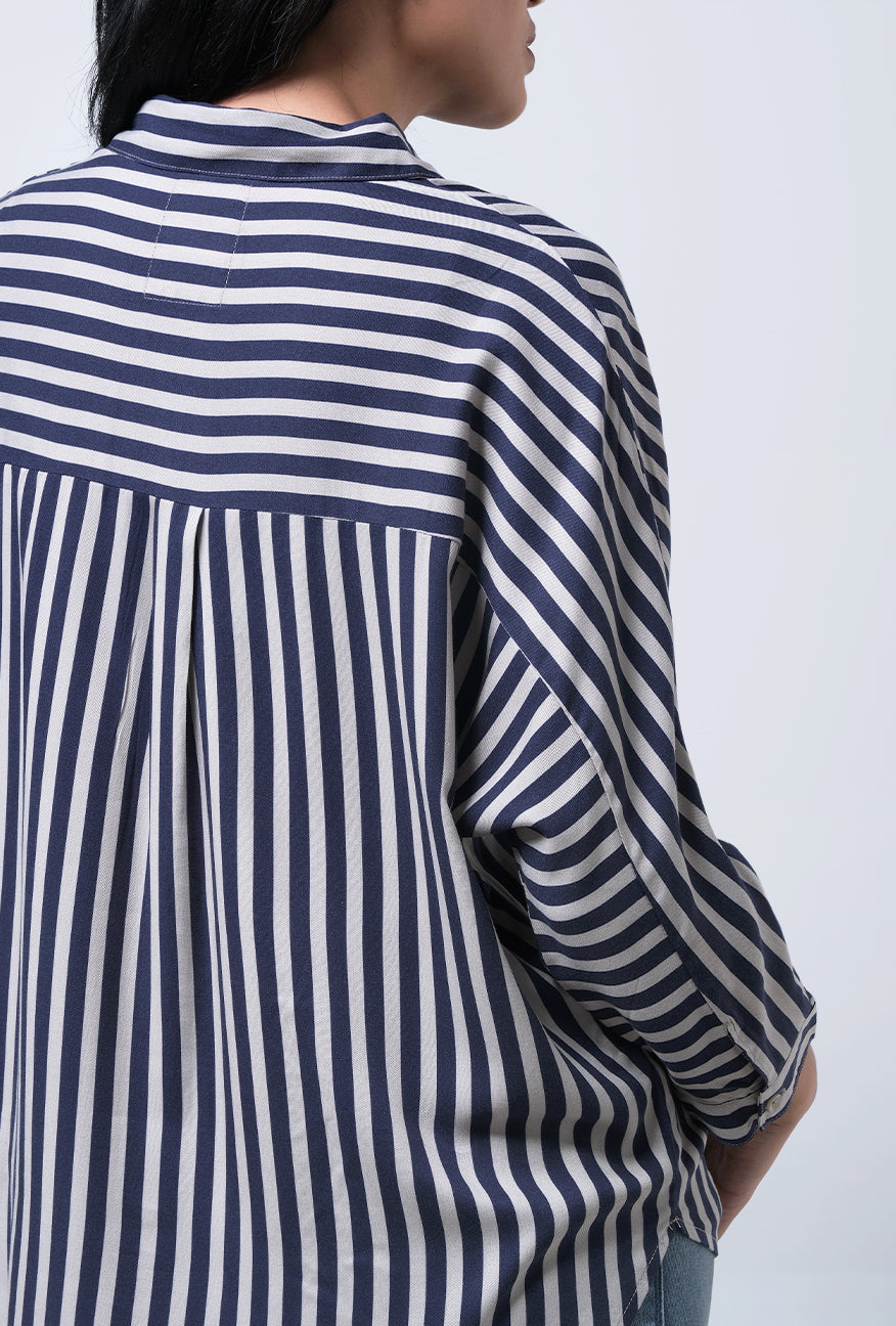 Kemeja Lengan Panjang Nylah Navy Grey Shirt