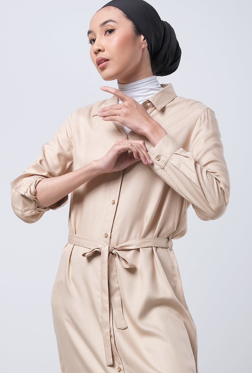 Dress Lengan Panjang Lulla Beige Cream