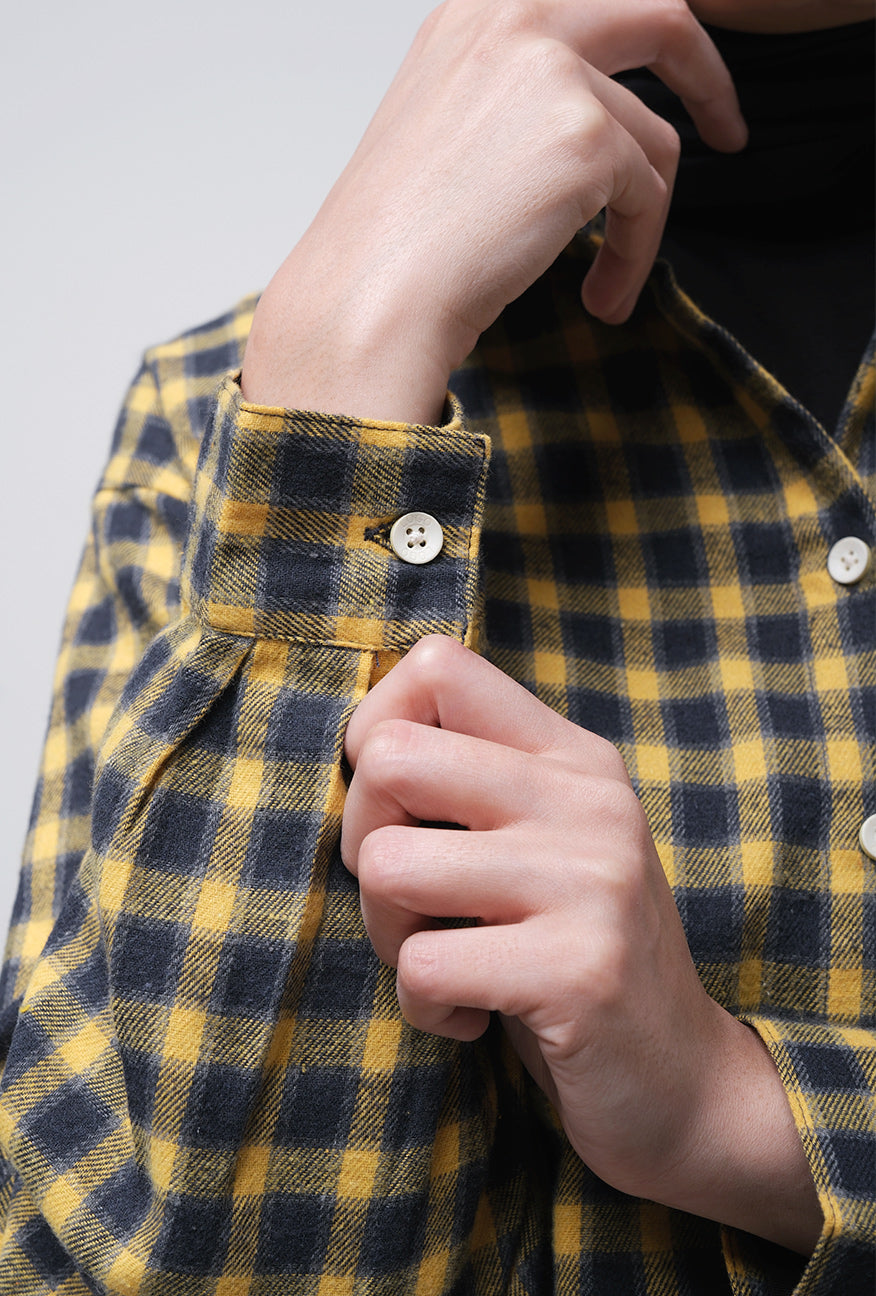 Kemeja Flanel Stacia Navy Yellow