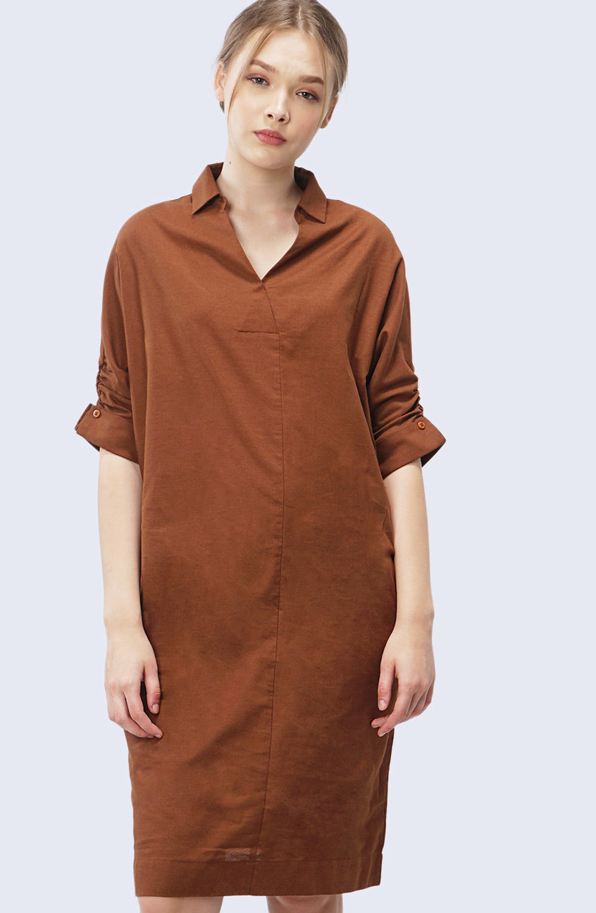 Dress Lengan Pendek Syasya Teracota