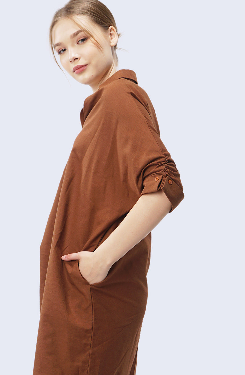Dress Lengan Pendek Syasya Teracota
