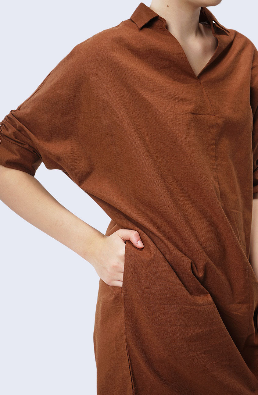 Dress Lengan Pendek Syasya Teracota