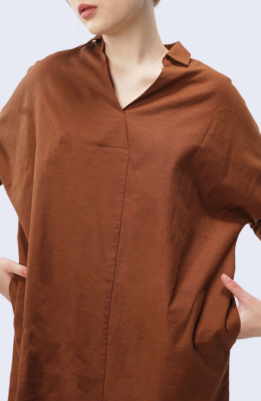 Dress Lengan Pendek Syasya Teracota