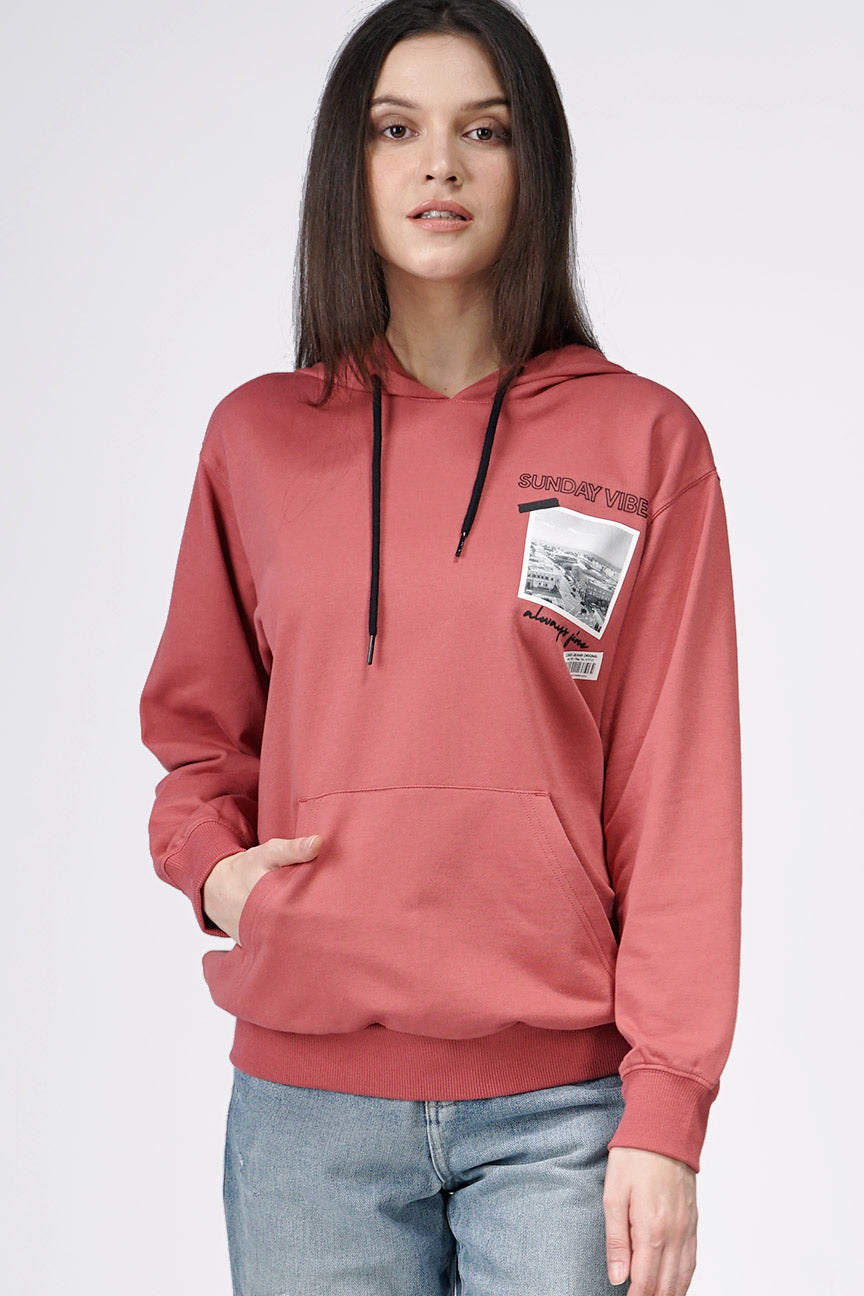 Sweater Hoodie  Fara Dark Pink