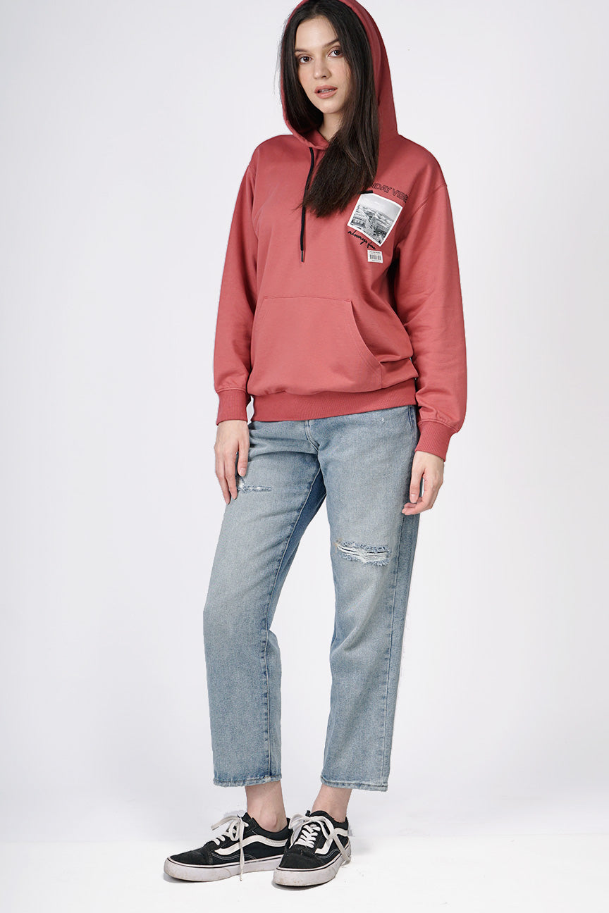 Sweater Hoodie  Fara Dark Pink
