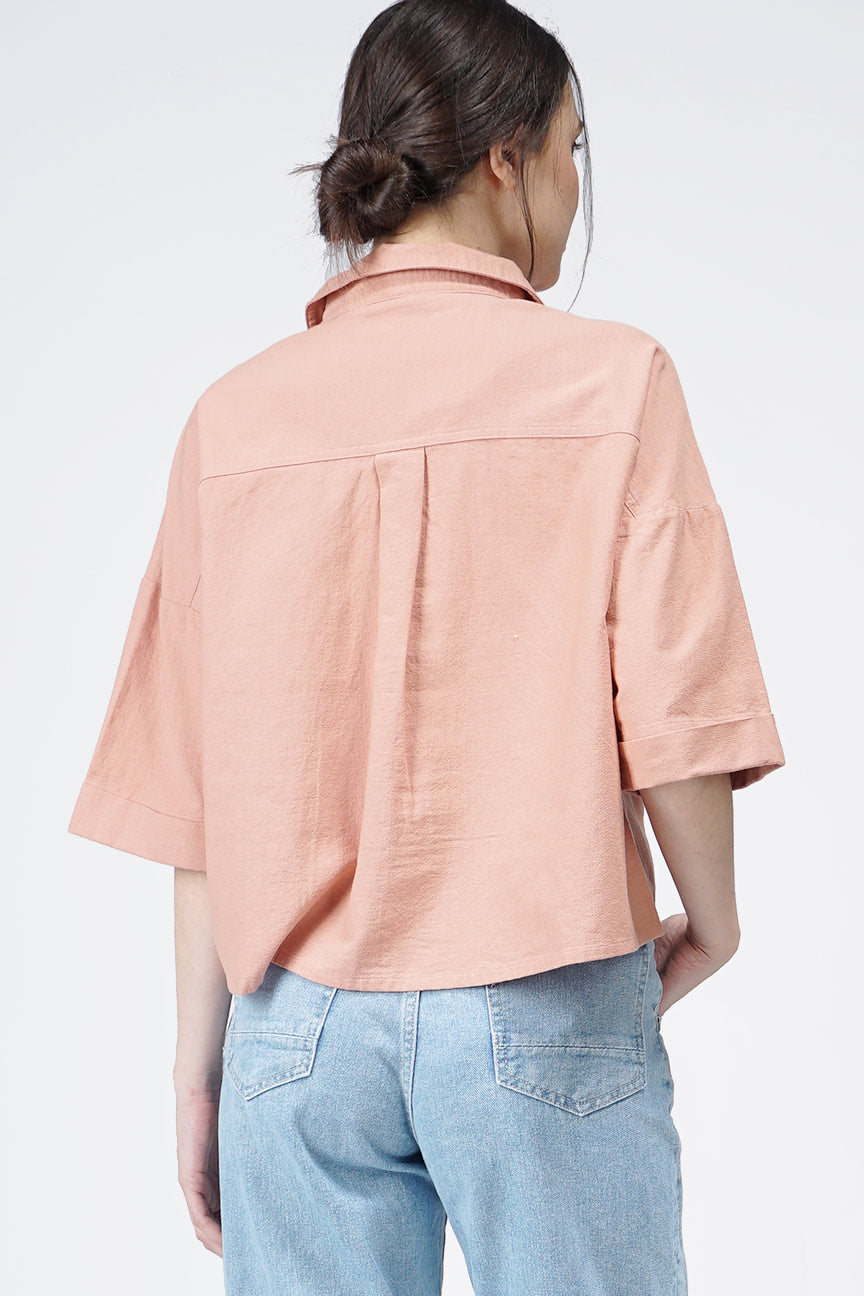 Kemeja Lengan Pendek Lizette Dusty Pink