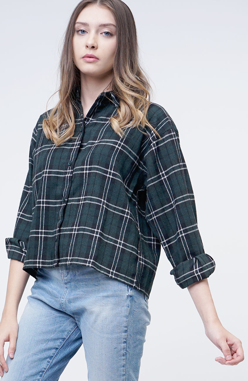 Kemeja Flanel Miura Green Black