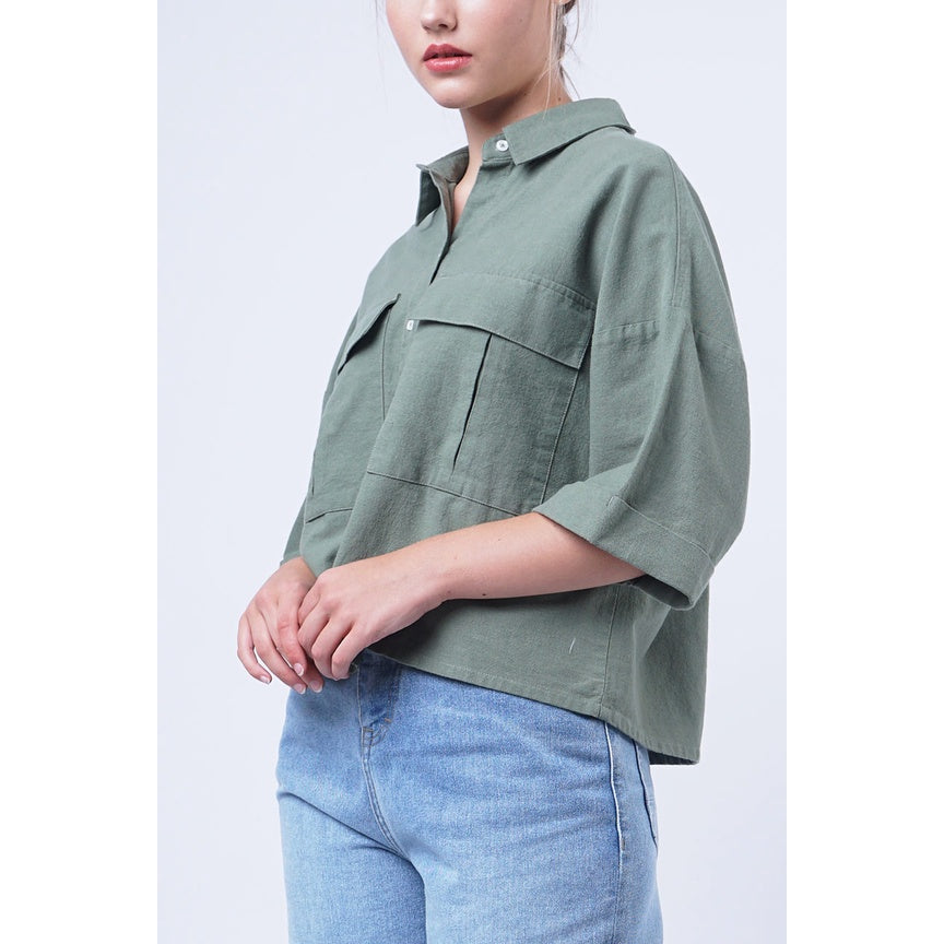 Kemeja Lengan Pendek Lenor Army Shirt