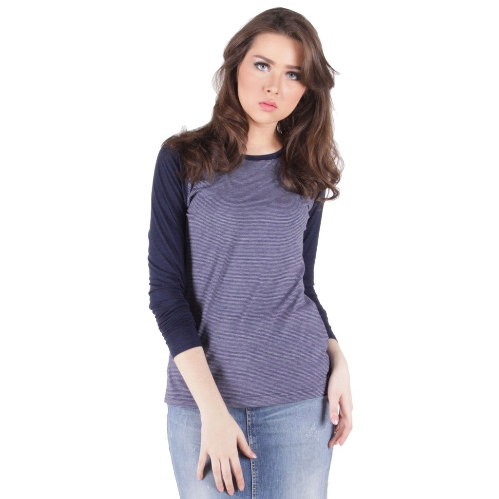 T-Shirt Lengan Panjang Raglan Basic Navy Blue