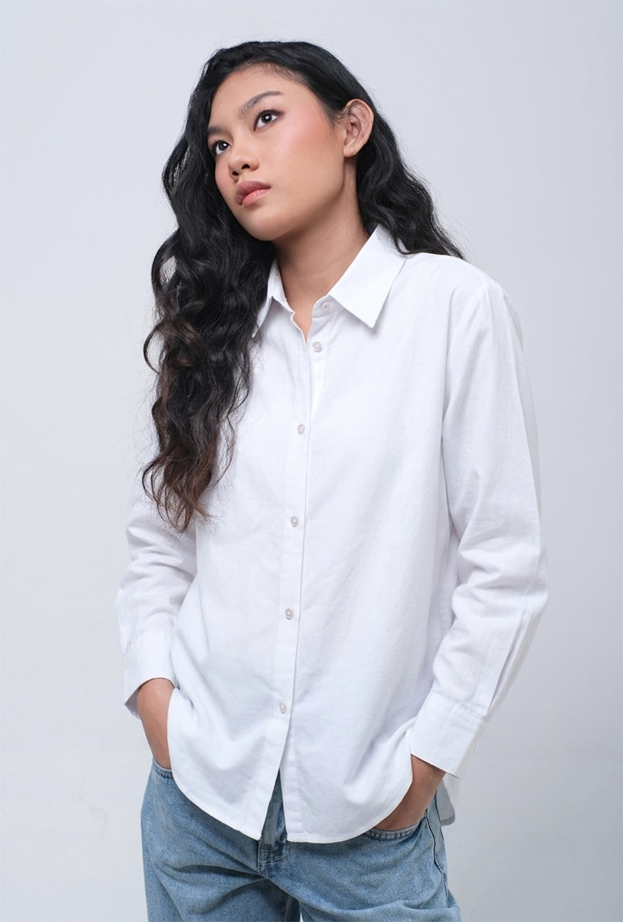 Kemeja Lengan Panjang Mellie White