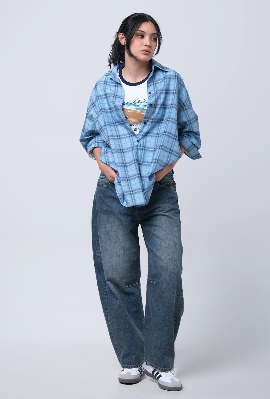 Kemeja Lengan Panjang Alanza Blue Black