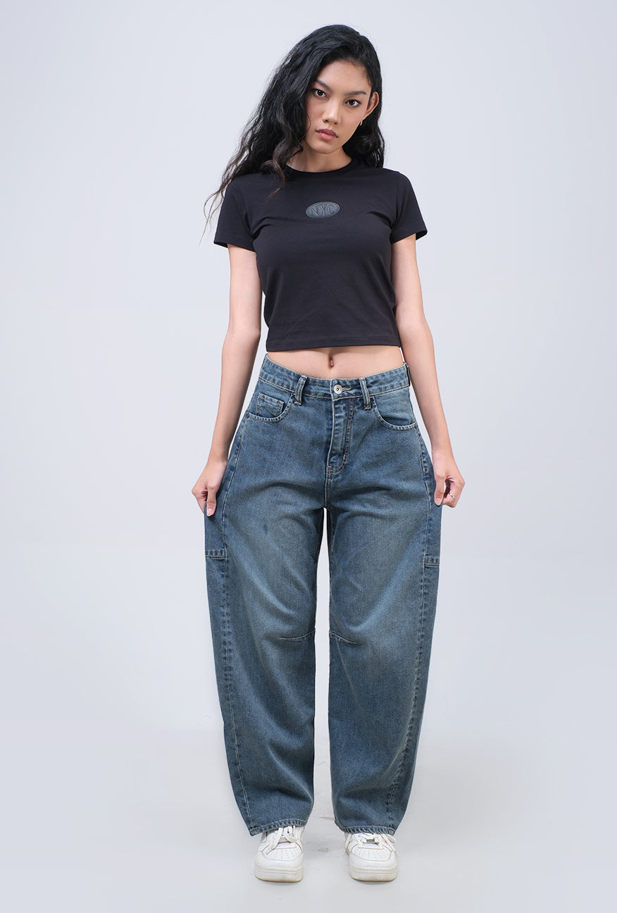 Jeans Barrel Sora Medium Blue