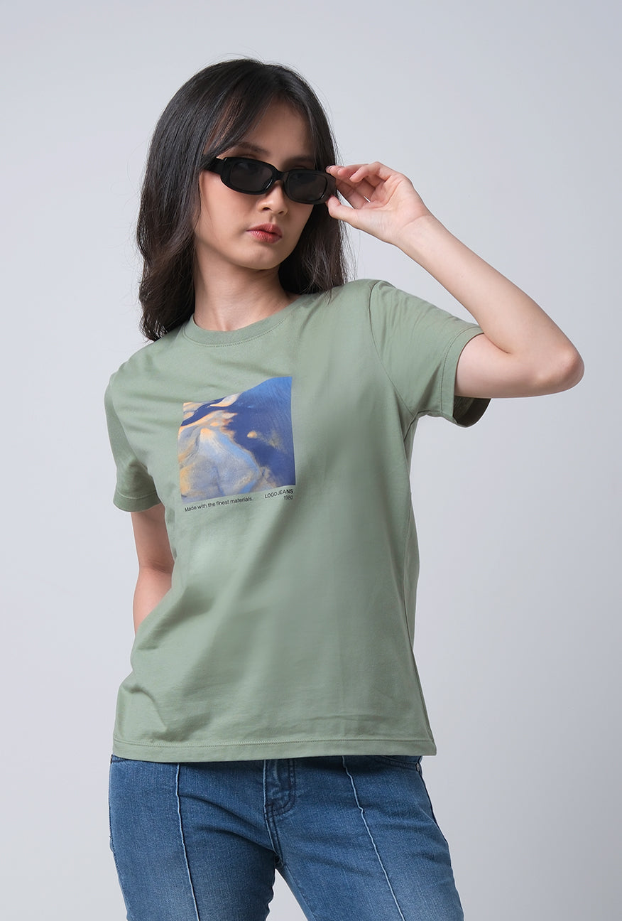 T-Shirt Basic Lengan Pendek Ava Dusty Green