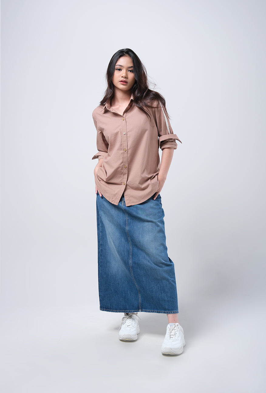 Kemeja Lengan Panjang Iris Brown
