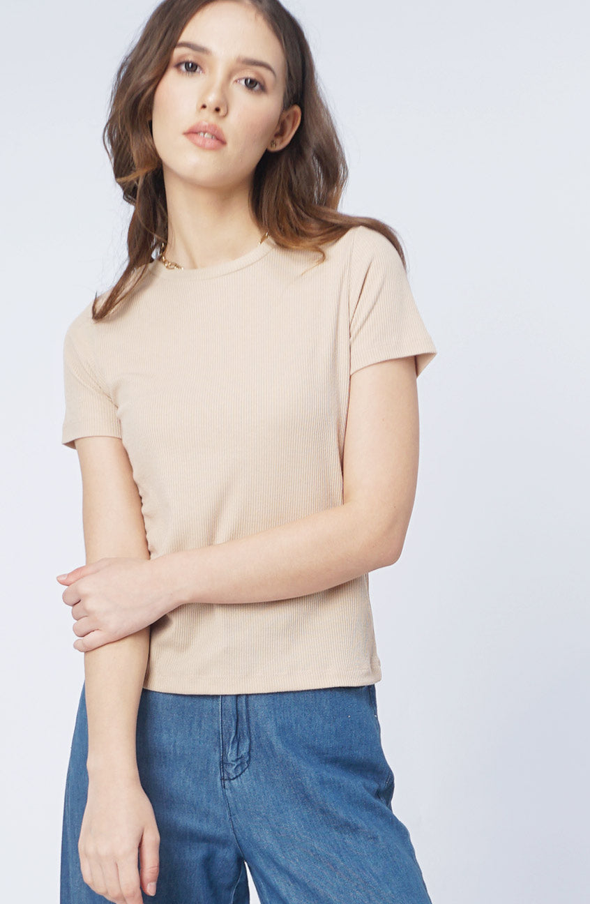 T-Shirt Lengan Pendek Bona Ecru Cream