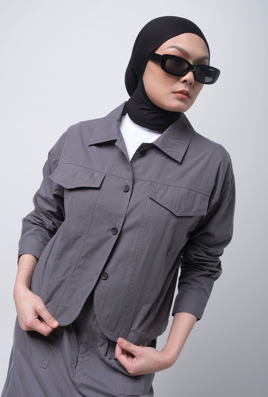 Kemeja Lengan Panjang Genie Grey