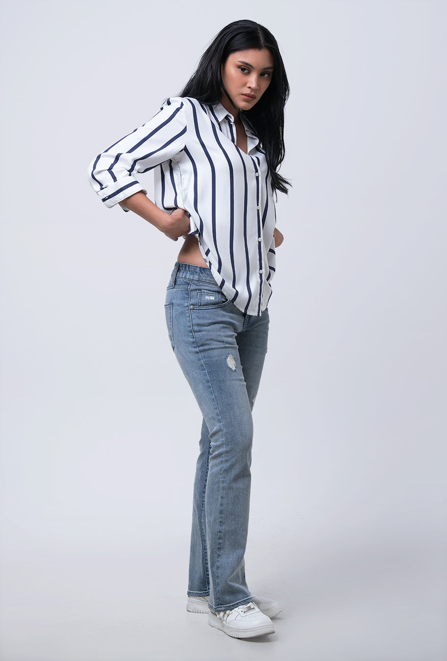 Jeans Bootcut J5 Series Light Blue With Destroy