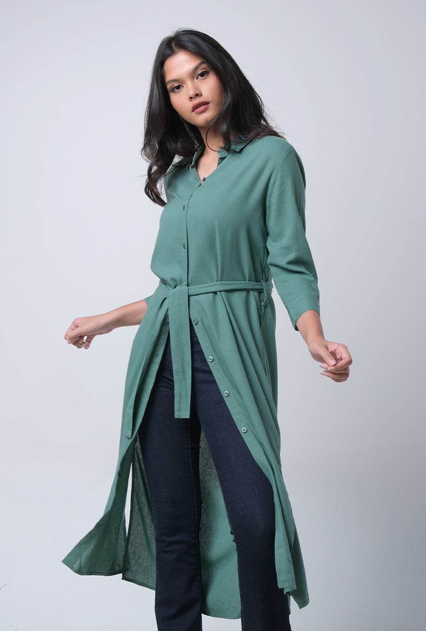 Dress Lengan Panjang Prisy Dusty Green