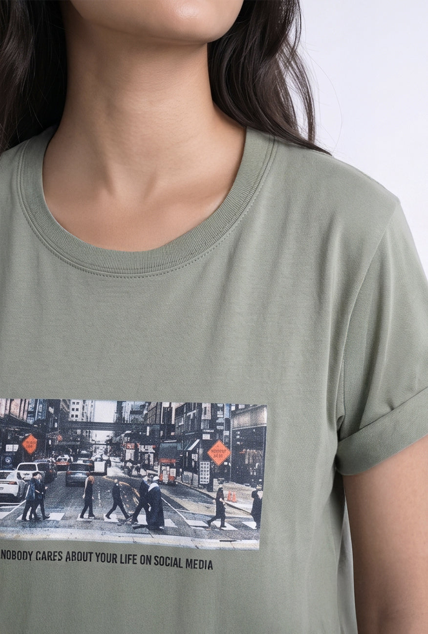 T-Shirt Boxy Lengan Pendek Alindra Sage