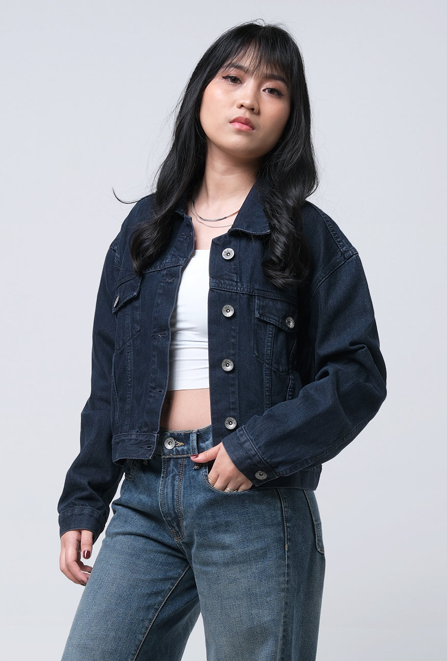 Jaket Jeans Crop New Logo Od Blue